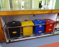 Color Labeled Bins segregation at nurses station